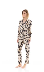 Γυναικεία Πυτζάμα Pink Label - Σεμιζιέ - Μπλε Floral - Regular Fit - Viscose