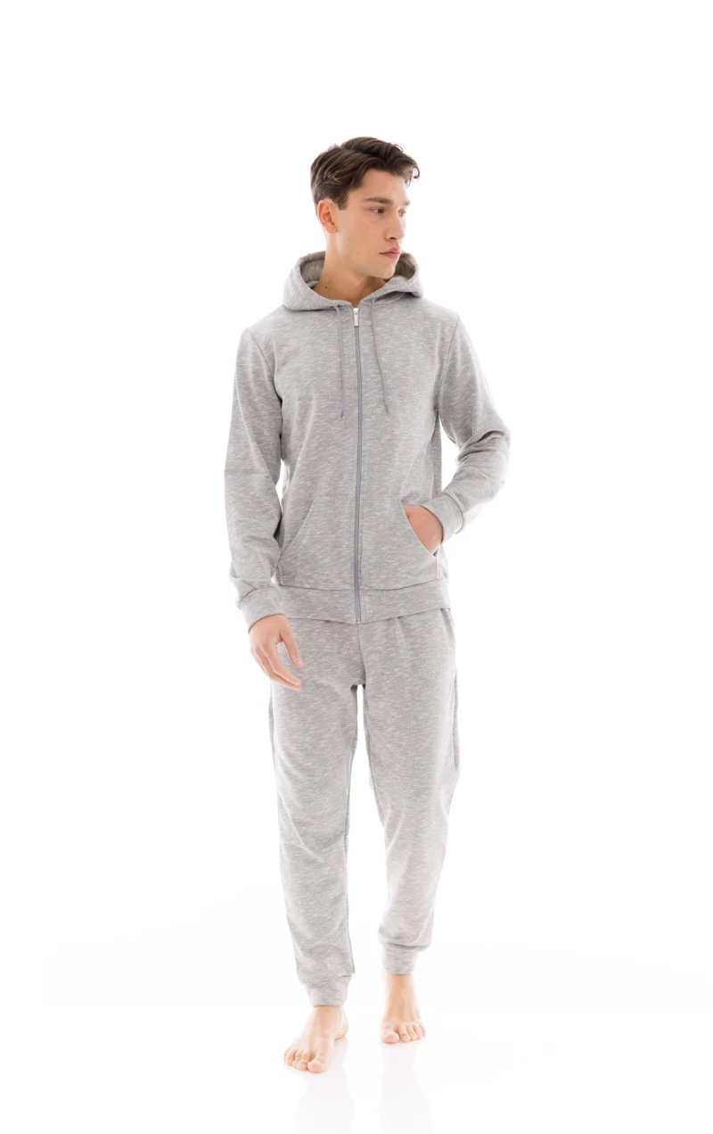 Ανδρική SET φόρμα ULISSE  - Γκρι - Ζακέτα με κουκούλαι - Regular Fit - Cotton