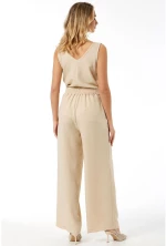 ANNA RAXEVSKY Γυναικεία μπεζ Linen-Look παντελόνα T24103 BEIGE