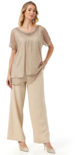 ANNA RAXEVSKY Γυναικεία μπεζ Linen-Look παντελόνα T24103 BEIGE