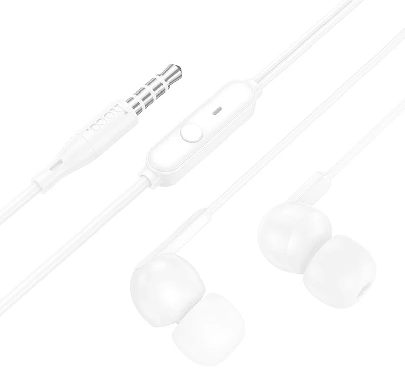 HOCO M124 ΑΚΟΥΣΤΙΚΑ 3.5MM JACK WIDE UNIVERSAL ΜΕ ΜΙΚΡΟΦΩΝΟ , ΛΕΥΚΑ