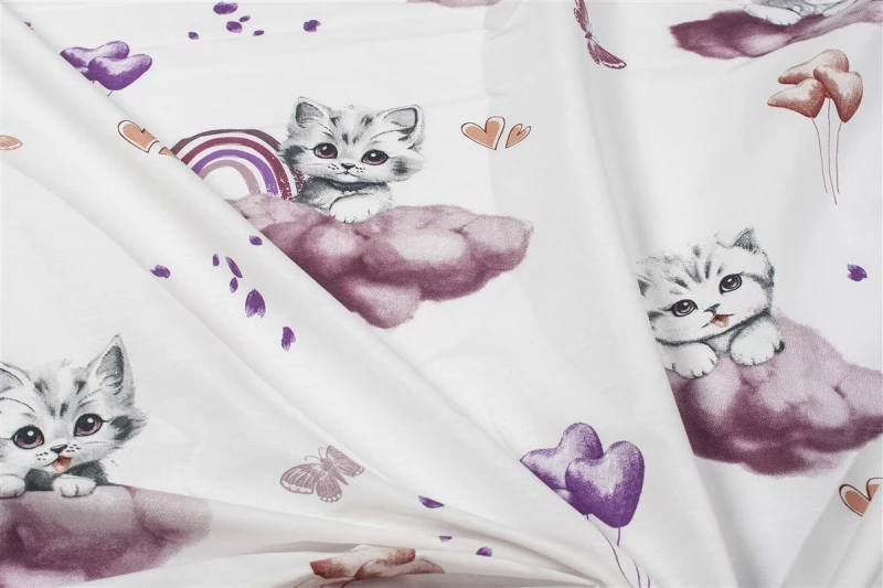 Σεντονάκι Λίκνου bebe Kitten 561 80X110 Mauve 100%  Cotton