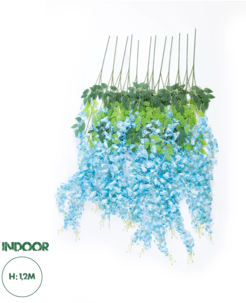 GloboStar® Artificial Garden BLUE WISTERIA FLOWER BRANCH 21515 Σετ 12 Τεχνητά Διακοσμητικά κλαδιά Βιστέριας Μπλέ Φ45 x Υ120cm