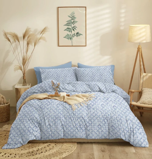 Σεντόνια Σετ "Marta" Mosaic Blue - Υπέρδιπλο (230x260)