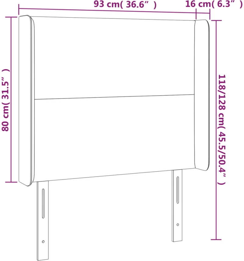 vidaXL Κεφαλάρι με Πτερύγια Λευκό 93x16x118/128 εκ. Συνθ. Δέρμα