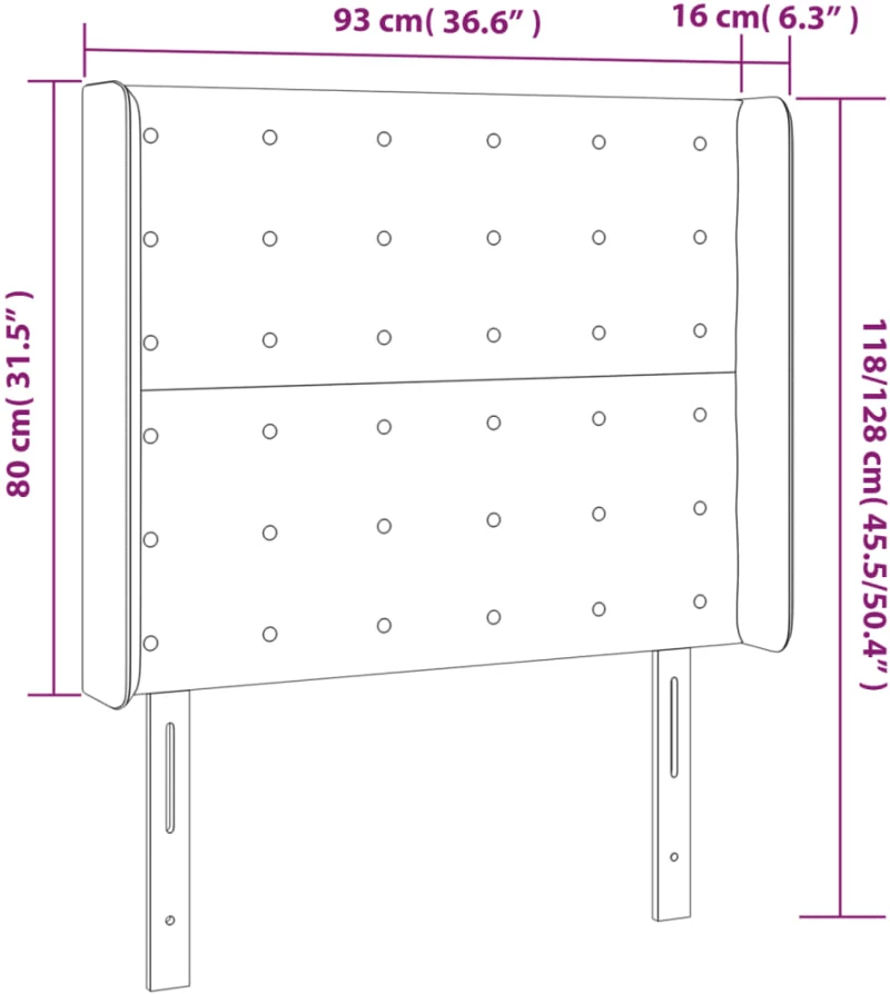 vidaXL Κεφαλάρι με Πτερύγια Μπλε 93x16x118/128 εκ. Υφασμάτινο