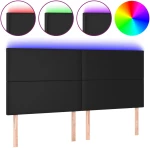 vidaXL Κεφαλάρι Κρεβατιού LED Μαύρο 200x5x118/128 εκ