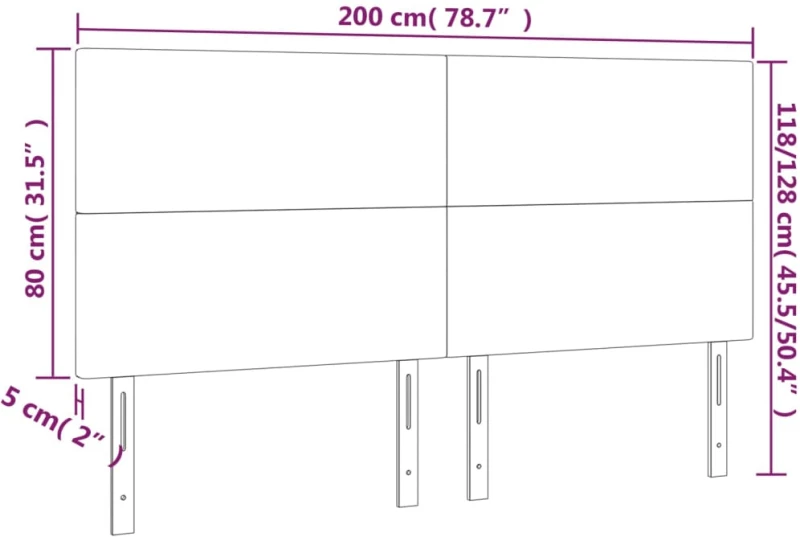 vidaXL Κεφαλάρι Κρεβατιού LED Μαύρο 200x5x118/128 εκ