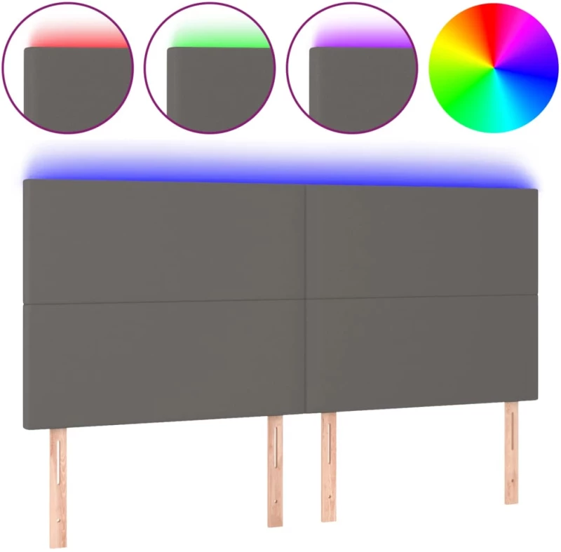 vidaXL Κεφαλάρι Κρεβατιού LED Γκρι 200x5x118/128 εκ