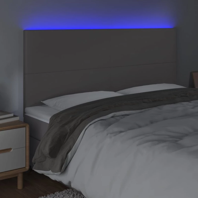 vidaXL Κεφαλάρι Κρεβατιού LED Γκρι 200x5x118/128 εκ