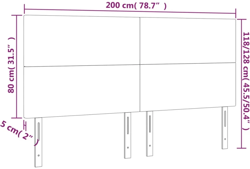 vidaXL Κεφαλάρι Κρεβατιού LED Γκρι 200x5x118/128 εκ