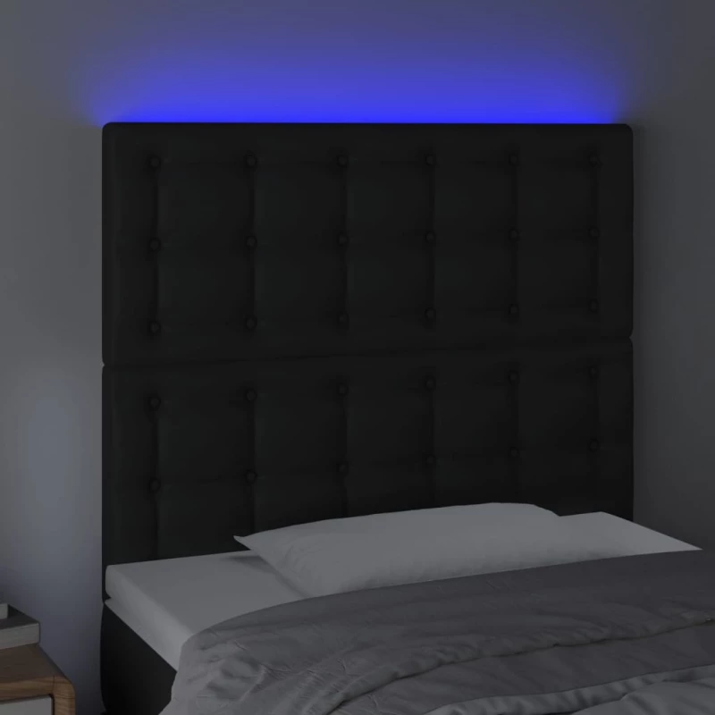 vidaXL Κεφαλάρι Κρεβατιού LED Μαύρο 90x5x118/128 εκ