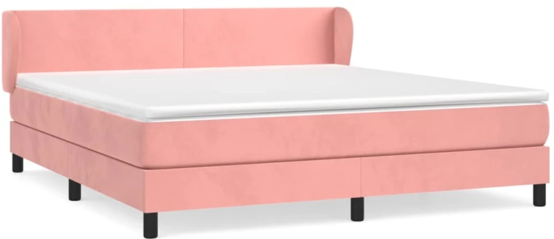 vidaXL Κρεβάτι Boxspring με Στρώμα Ροζ 160x200 εκ. Βελούδινο
