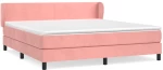 vidaXL Κρεβάτι Boxspring με Στρώμα Ροζ 160x200 εκ. Βελούδινο