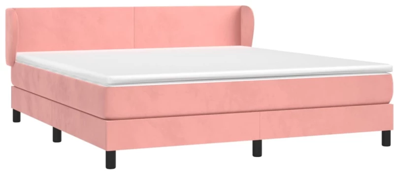 vidaXL Κρεβάτι Boxspring με Στρώμα Ροζ 160x200 εκ. Βελούδινο