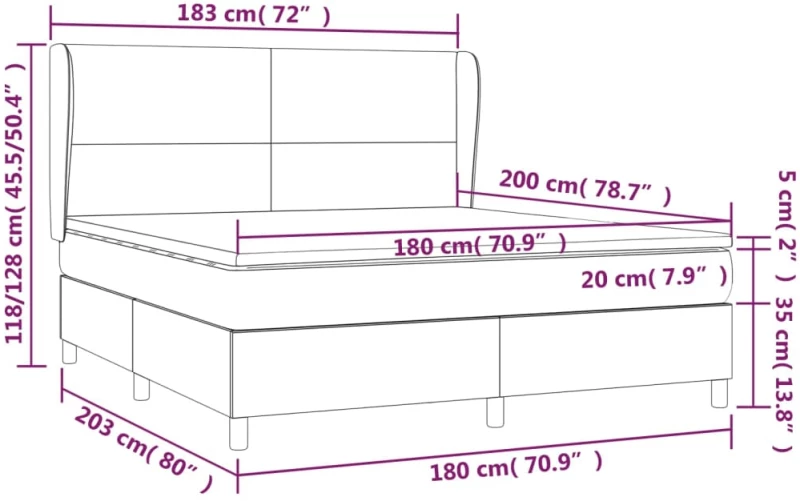 vidaXL Κρεβάτι Boxspring με Στρώμα Taupe 180x200 εκ. Υφασμάτινο