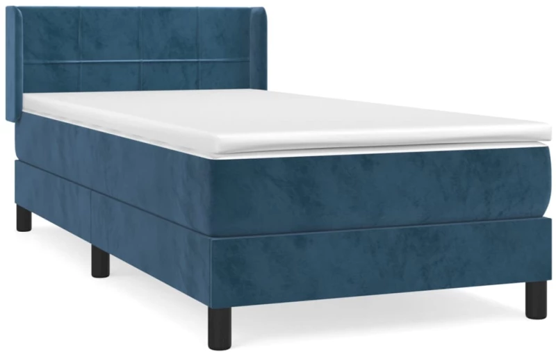 vidaXL Κρεβάτι Boxspring με Στρώμα Σκούρο Μπλε 100x200 εκ. Βελούδινο