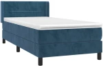 vidaXL Κρεβάτι Boxspring με Στρώμα Σκούρο Μπλε 100x200 εκ. Βελούδινο