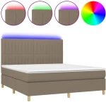 vidaXL Κρεβάτι Boxspring με Στρώμα & LED Taupe 180x200 εκ. Υφασμάτινο