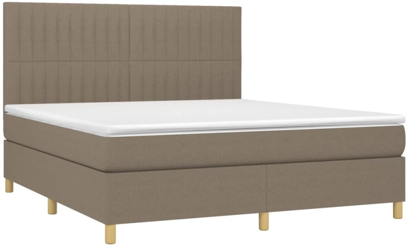 vidaXL Κρεβάτι Boxspring με Στρώμα & LED Taupe 180x200 εκ. Υφασμάτινο