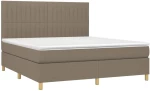 vidaXL Κρεβάτι Boxspring με Στρώμα & LED Taupe 180x200 εκ. Υφασμάτινο