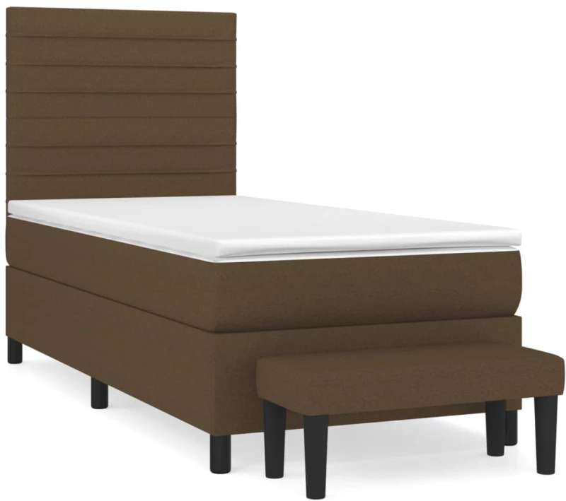 vidaXL Κρεβάτι Boxspring με Στρώμα Σκούρο Καφέ 100x200 εκ. Υφασμάτινο