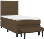vidaXL Κρεβάτι Boxspring με Στρώμα Σκούρο Καφέ 100x200 εκ. Υφασμάτινο
