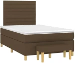 vidaXL Κρεβάτι Boxspring με Στρώμα Σκούρο Καφέ 120x200 εκ. Υφασμάτινο