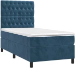 vidaXL Κρεβάτι Boxspring με Στρώμα Σκούρο Μπλε 90x190 εκ. Βελούδινο