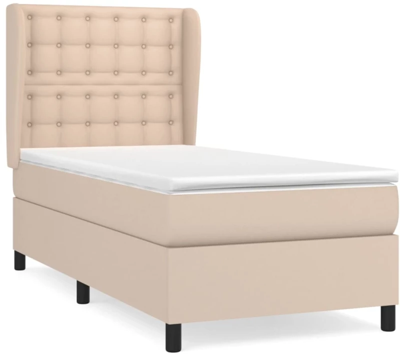 vidaXL Κρεβάτι Boxspring με Στρώμα Καπουτσίνο 80x200 εκ. Συνθ. Δέρμα