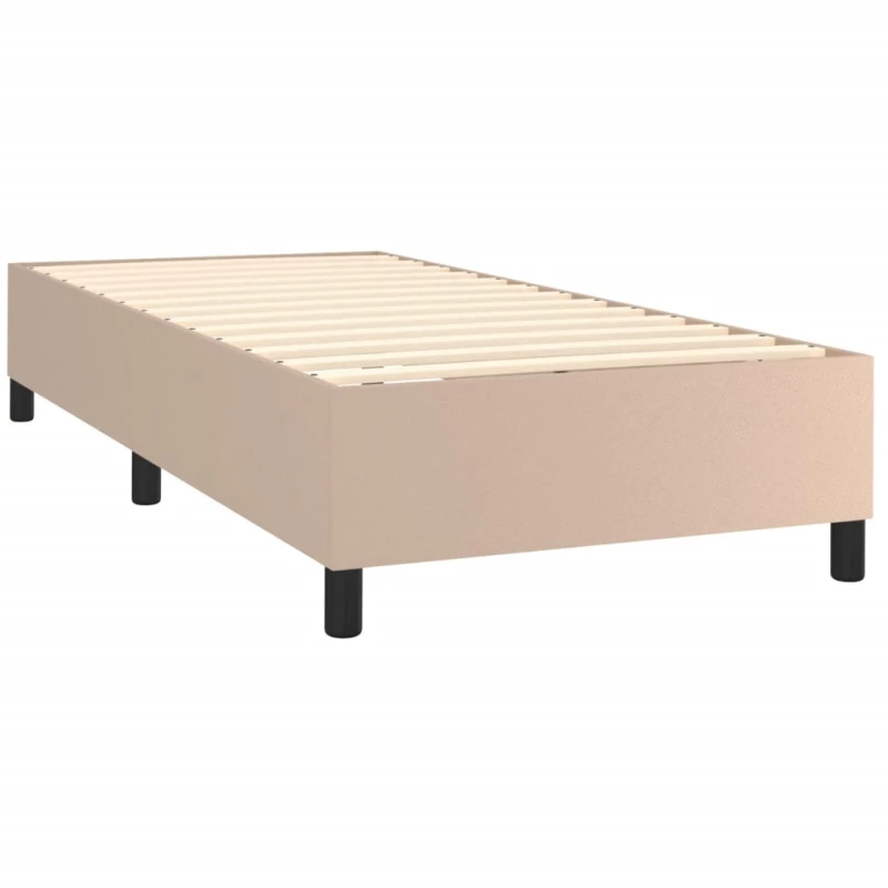 vidaXL Κρεβάτι Boxspring με Στρώμα Καπουτσίνο 80x200 εκ. Συνθ. Δέρμα