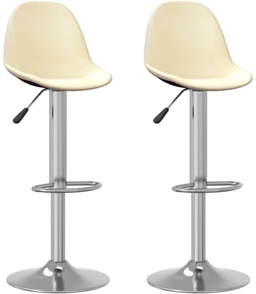 vidaXL Σκαμπό Μπαρ 2 τεμ. Κρεμ Υφασμάτινα