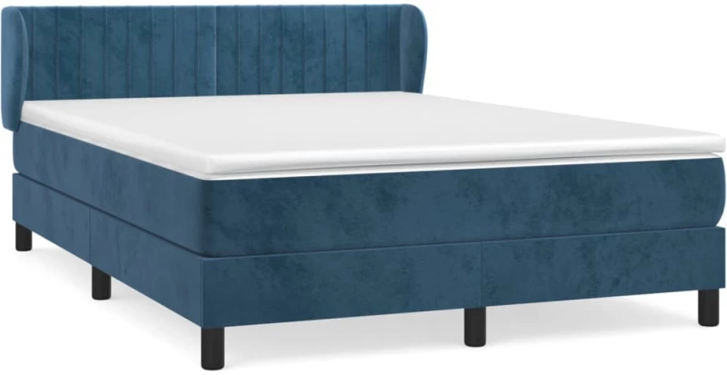 vidaXL Κρεβάτι Boxspring με Στρώμα Σκούρο Μπλε 140x200 εκ. Βελούδινο