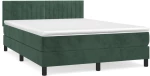 vidaXL Κρεβάτι Boxspring με Στρώμα Σκούρο Πράσινο 140x190εκ. Βελούδινο