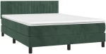 vidaXL Κρεβάτι Boxspring με Στρώμα Σκούρο Πράσινο 140x190εκ. Βελούδινο
