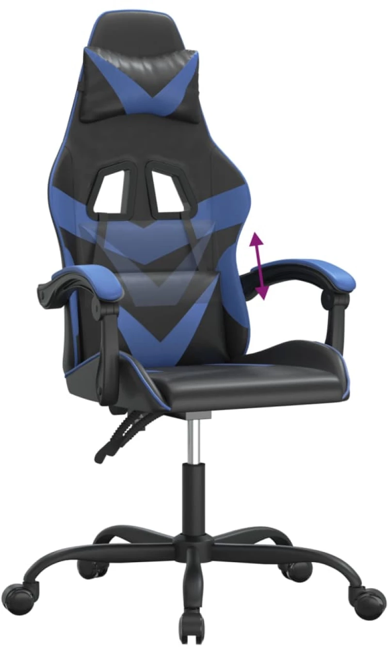 vidaXL Καρέκλα Gaming Μαύρο/Μπλε από Συνθετικό Δέρμα