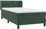 vidaXL Κρεβάτι Boxspring με Στρώμα Σκούρο Πράσινο 90x190 εκ. Βελούδινο