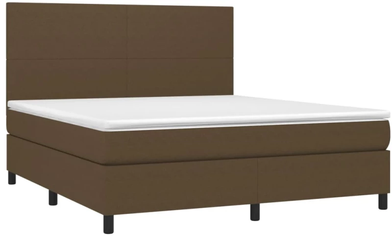 vidaXL Κρεβάτι Boxspring με Στρώμα & LED Σκ.Καφέ 160x200εκ. Υφασμάτινο