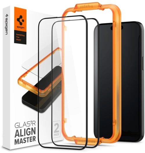 Spigen GLAS.tR AlignMaster FC Apple iPhone 15 Pro Max Black [2 PACK]ΚΑΤ