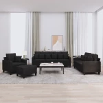 vidaXL Σετ Σαλονιού 4 Τεμαχίων Μαύρο Υφασμάτινο με Μαξιλάρια