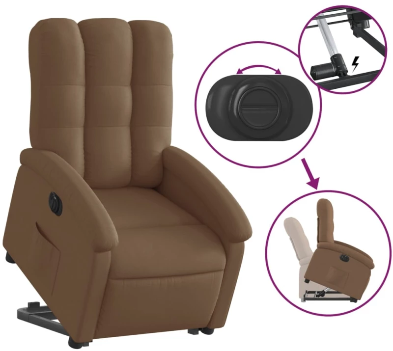 vidaXL Πολυθρόνα Ηλεκτρική Ανακλινόμενη Ανύψωση Σκ. Καφέ Υφασμάτινη