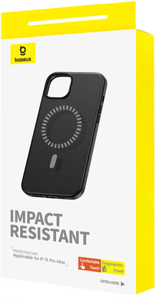Magnetic Phone Case for iPhone 15 ProMax Baseus Fauxther Series (Black)