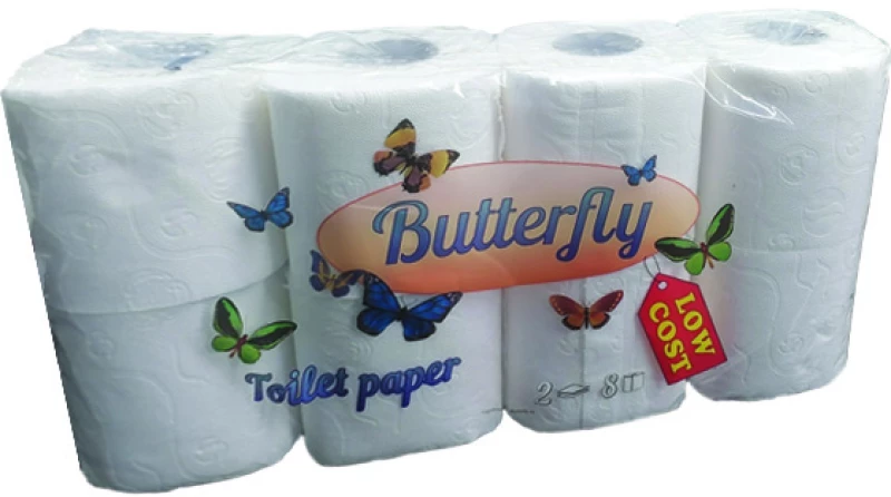 Σετ 8 ρολλά δίφυλλο χαρτί υγείας Butterfly 53gr [70501224]