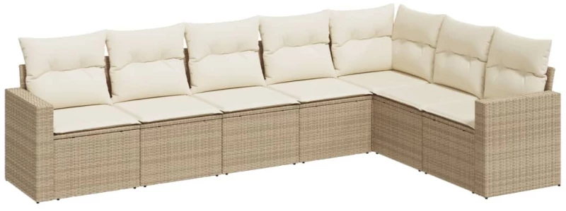 vidaXL Σαλόνι Κήπου Σετ 7 τεμ. Μπεζ Συνθετικό Ρατάν με Μαξιλάρια