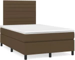 vidaXL Κρεβάτι Boxspring με Στρώμα & LED Σκ.Καφέ 120x190εκ. Υφασμάτινο