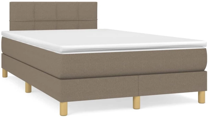 vidaXL Κρεβάτι Boxspring με Στρώμα Taupe 120x190 εκ. Υφασμάτινο