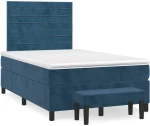 vidaXL Κρεβάτι Boxspring με Στρώμα Σκούρο Μπλε 120x190 εκ. Βελούδινο