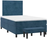 vidaXL Κρεβάτι Boxspring με Στρώμα Σκούρο Μπλε 120x190 εκ. Βελούδινο
