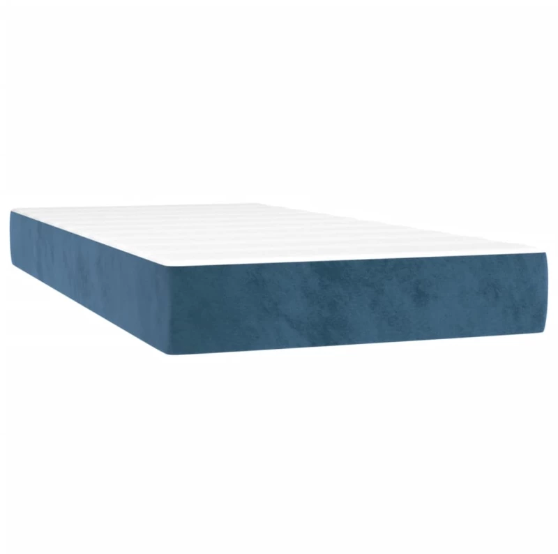 vidaXL Κρεβάτι Boxspring με Στρώμα Σκούρο Μπλε 120x190 εκ. Βελούδινο