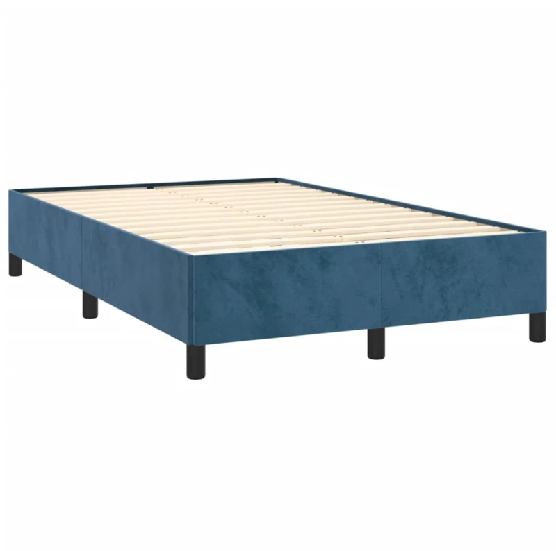 vidaXL Κρεβάτι Boxspring με Στρώμα Σκούρο Μπλε 120x190 εκ. Βελούδινο